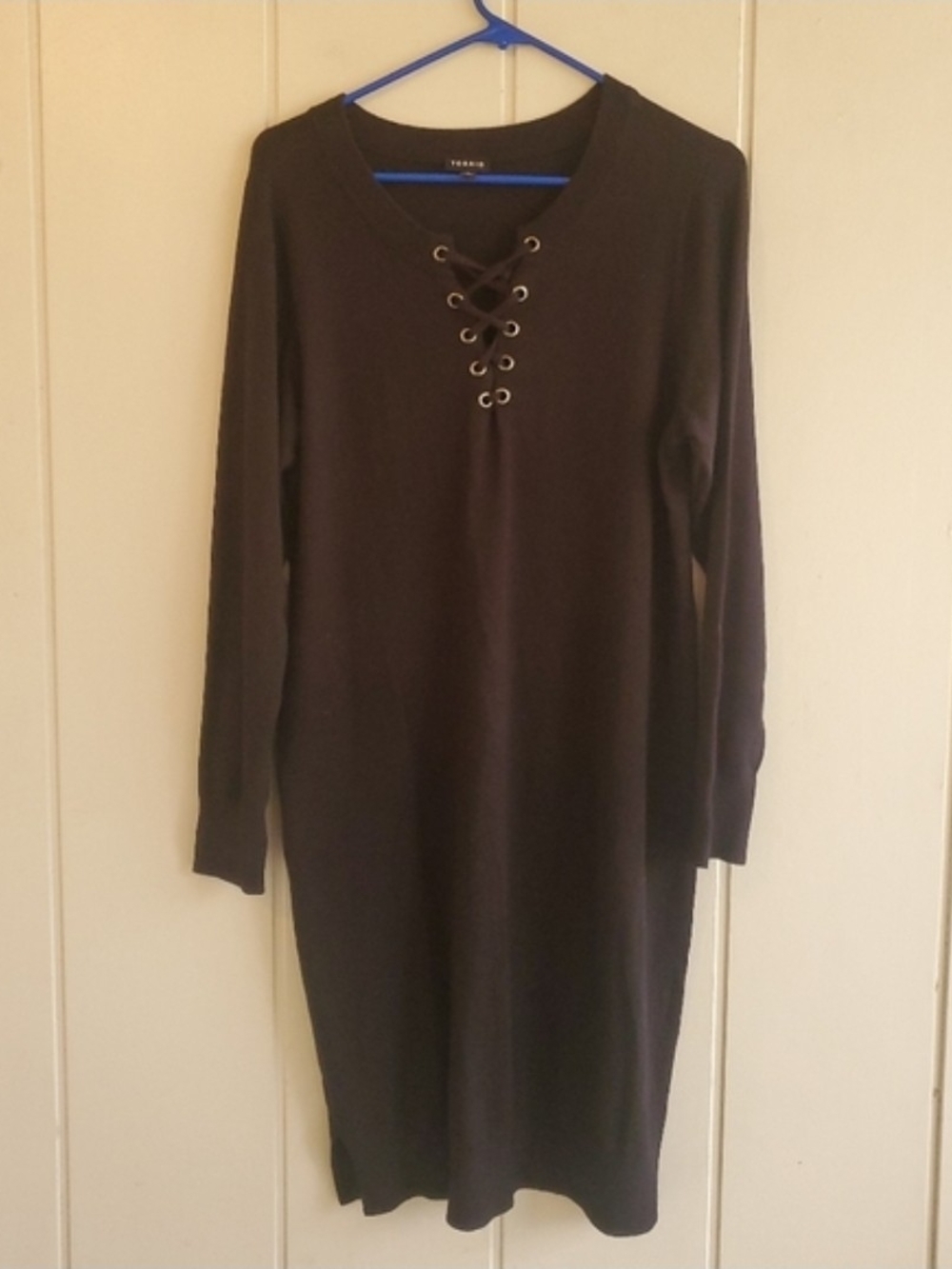 Torrid Black Lace Up Sweater Dress Size 2XL Whimsigoth Steampunk